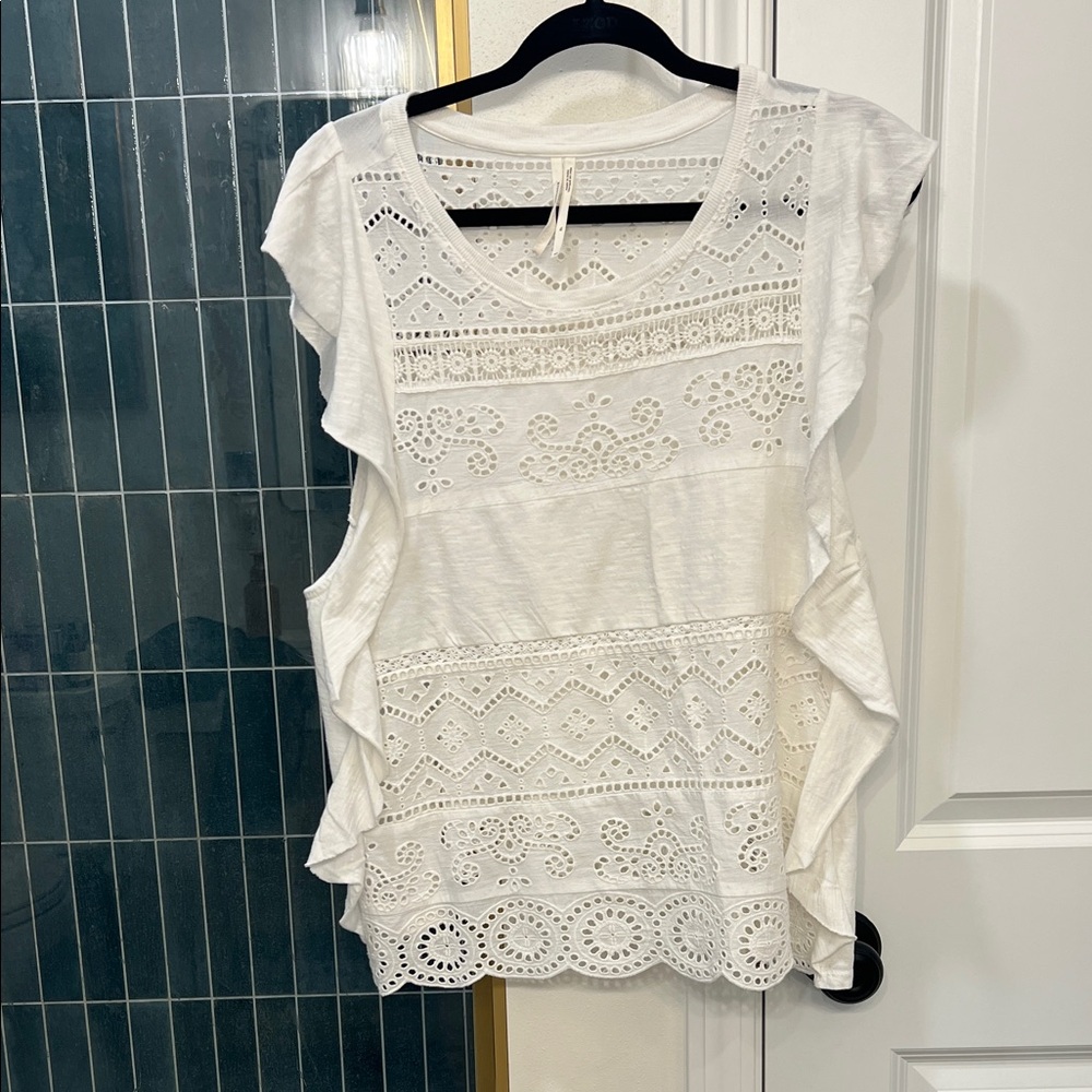 Anthropologie White Eyelet Lace Blouse